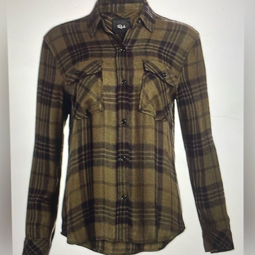 Rails Brent Olive Jet Plaid Shirt Size XL